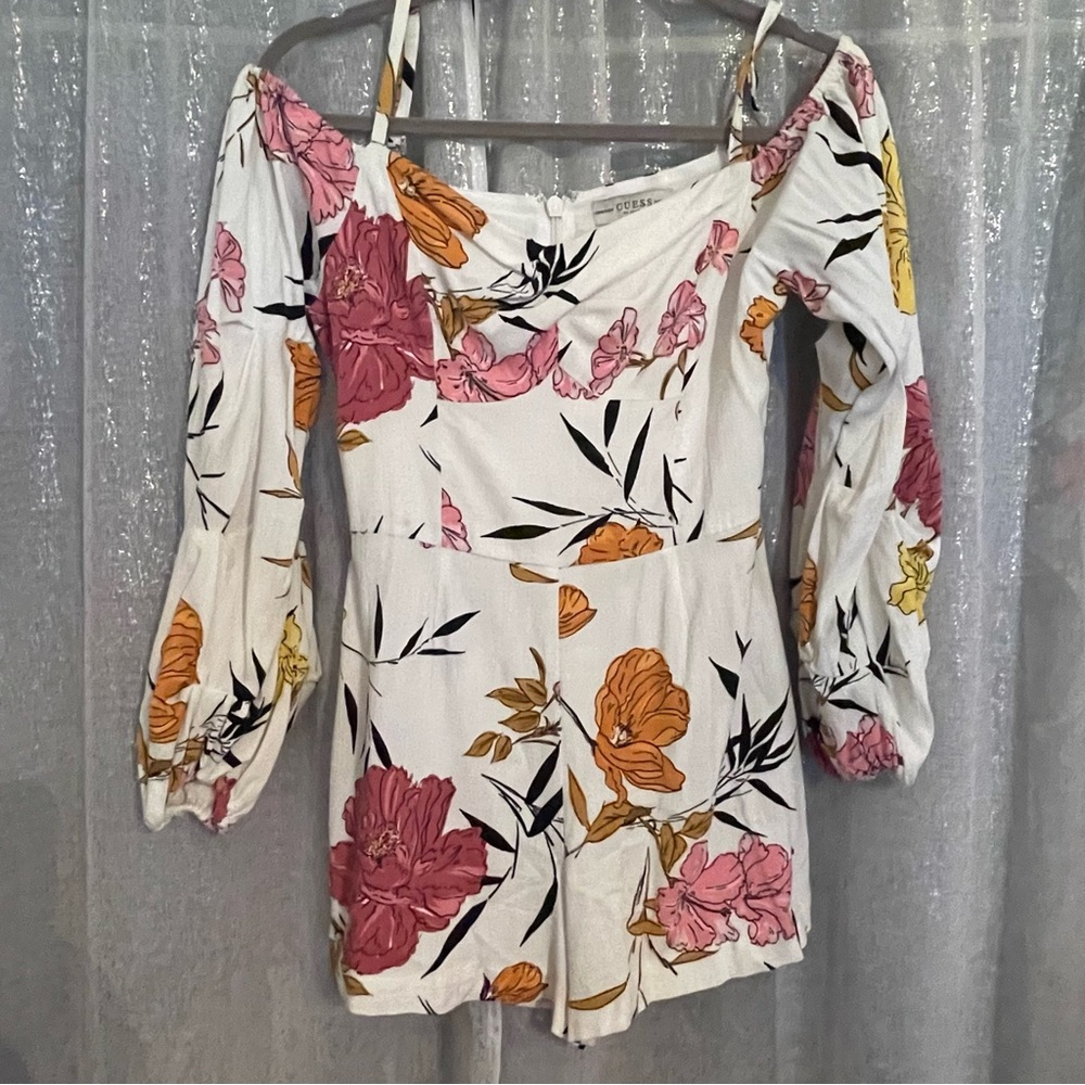 GUESS Shorts Romper Floral Off-Shoulder Women's Romper